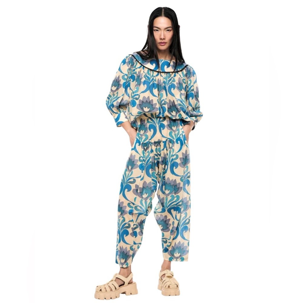 SMYTHE  Blue Cotton Patterned Matching Set in Sz XS